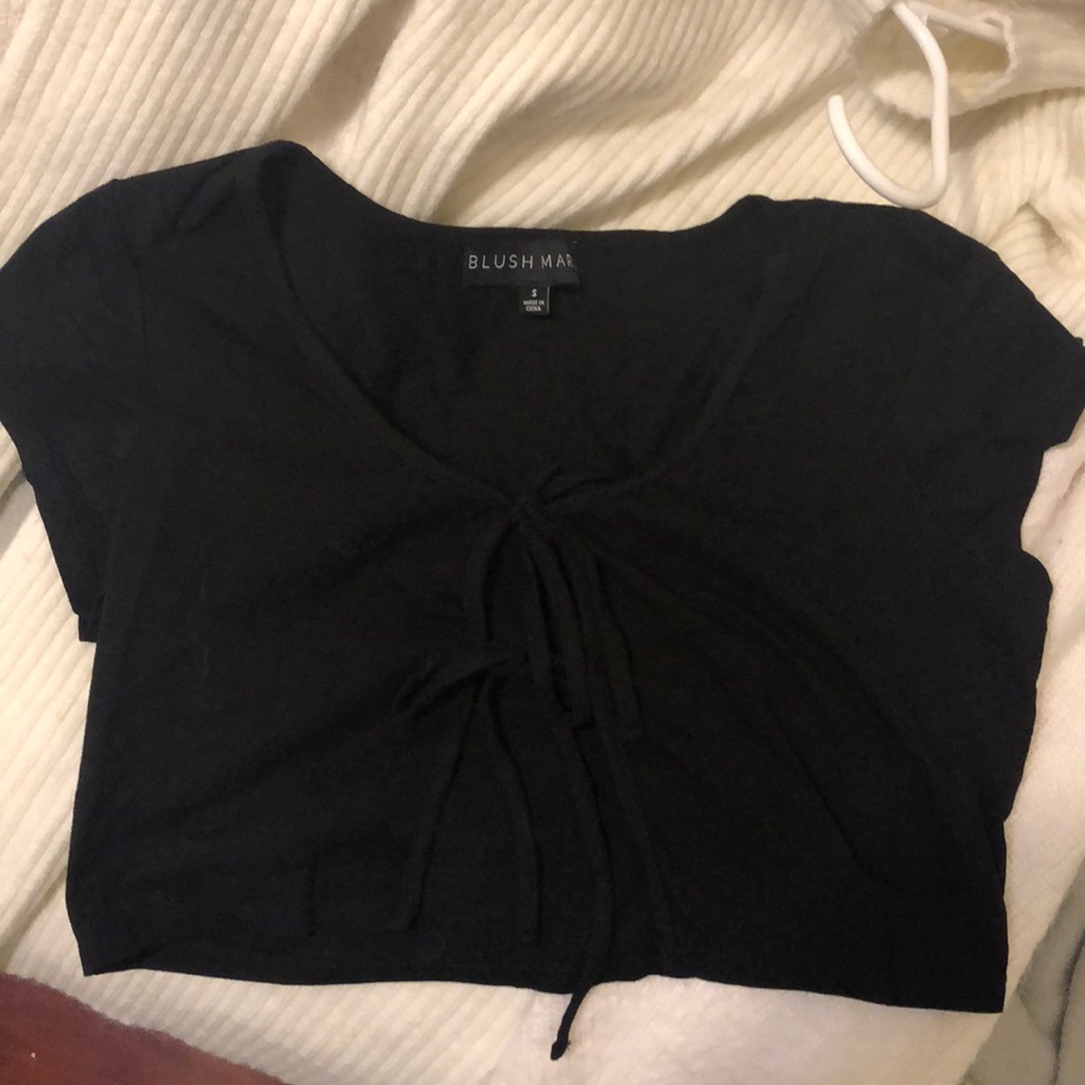 Cropped Short Sleeve Black Cardigan